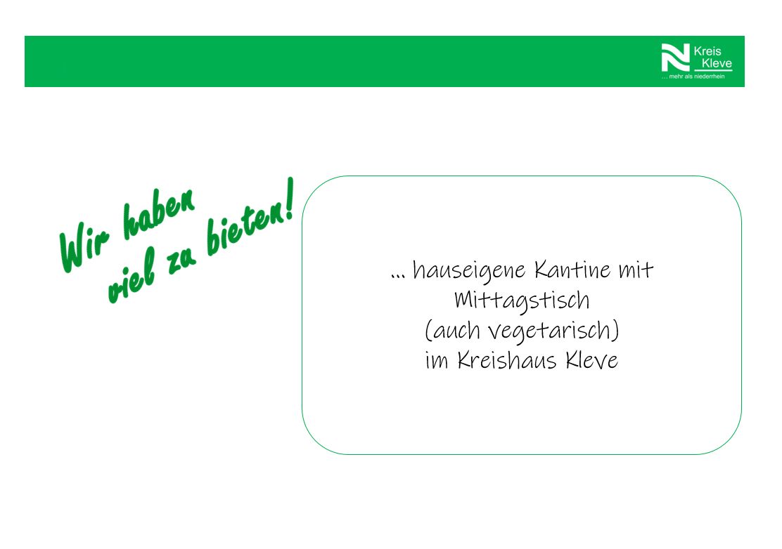 Wir haben viel zu bieten - Textbox Kantine